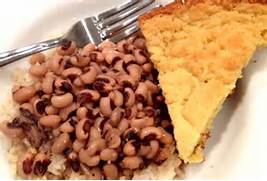 Blackeyed Peas and cornbread for luck!